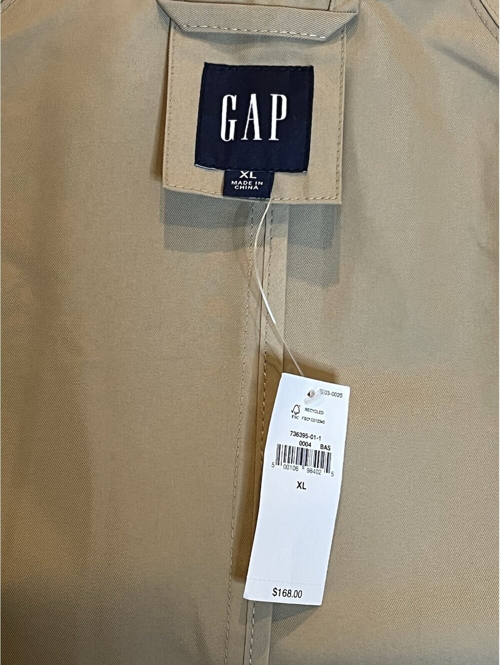 NWT GAP Women's Classic Belted Trench Coat Khaki Tan Double Breasted Size XL - Picture 7 of 9